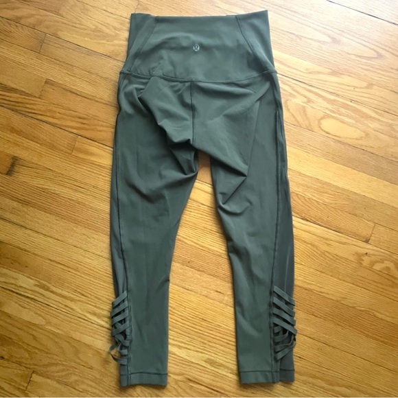 LULULEMON Minimalist Crop Mesh Leggings in Fatigue Green Size 4 - Picture 5 of 9